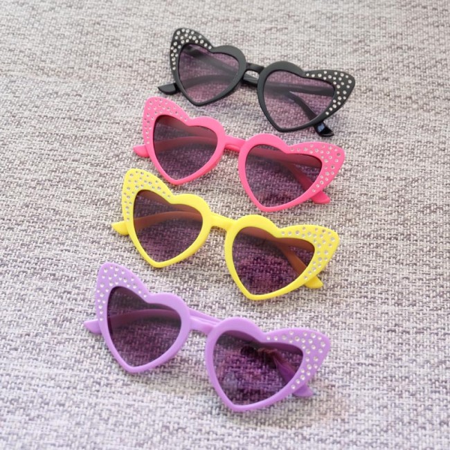 Children's Love Diamond Sunglasses Fashion Peach Heart Children's Sunglasses Personalized Handmade Sunglasses