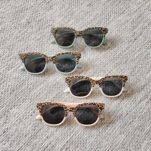 New Leopard Print Cat Eye Children's Sunglasses Korean Instagram Personalized Round Face Color Block Sunglasses Outdoor Cartoon Sunglasses