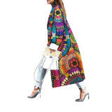 Autumn and Winter New Amazon Cross border Women's Fashion Loose and Ankle Printed Woolen Coat Print