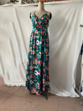 European and American Spring/Summer New Women's Wear Cross border Amazon Fashion Strap Printed Beach Dress for Women