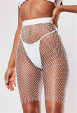 AliExpress Hot selling Nightclub Sexy European and American Women's Wear Shining Diamonds Handwoven Fishing Net Bikini Skirt