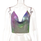 Cross border hot selling source Wish Amazon hot selling European and American sexy metal sequins backless neck strap