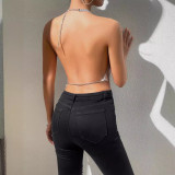 New hot selling sexy nightclubs in Europe and America, slim fitting metal sequin neck hanging backless vest for women