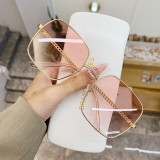 New hollow out mirror legs, large frame, square sunglasses, women's large face, slimming glasses, beach internet famous sunglasses, sunshades