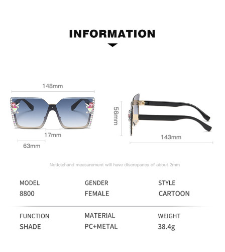 New European and American half frame sparkling rhinestones, fashionable one-piece sunglasses, plain women's sunglasses, minimalist and trendy sunglasses