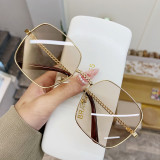 New hollow out mirror legs, large frame, square sunglasses, women's large face, slimming glasses, beach internet famous sunglasses, sunshades