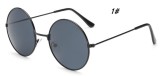 Retro metal round frame sunglasses, colored reflective sunglasses, trendy men and women's crown prince mirrors 009