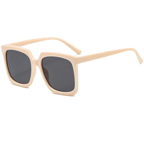 Korean version of internet celebrity with the same style of sunglasses, black large frame sunglasses, beige men's and women's sunglasses 3555
