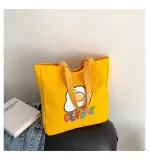Japanese canvas bag, women's large capacity shoulder bag, smiling face printed tote bag, ins, Korean style artistic handbag for going out