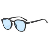 New Korean Fashion Round Frame Sunglasses Ocean Piece Instagram Popular Men's and Women's Sunglasses Blue Light Glasses 3542