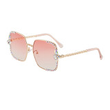 AliExpress cross-border new diamond inlaid sunglasses for women's street photo, trendy and cool, with a large face and small appearance. Sunglasses are UV resistant