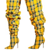 Cross border independent fashion show slim high heels, knee high pointed boots, women's shoes
