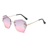 Cross border sunglasses for women, new fashionable UV resistant rhinestones, large face slimming sunglasses, internet trendy glasses Instagram