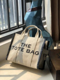 MJ Same Little Maggie Letter Tote Bag Jacquard Canvas Shopping Bag Casual Versatile Commuter Bag Handheld One Shoulder Women