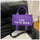 Cross border women's canvas tote bag with a sense of luxury bags, new color blocking fashion and versatility, single shoulder crossbody handbag