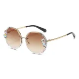 Cross border sunglasses for women, frameless sunglasses for women, new sunglasses for women, UV resistant sunglasses for women, slim face for women