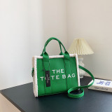 Cross border retro handbag, new fashionable color blocking letter tote bag, bag, foreign trade, Europe and America crossbody bag trend