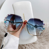 New pearl rhinestones for sun protection, UV protection, sunglasses, internet famous Instagram round face sunglasses, diamond inlaid trendy products