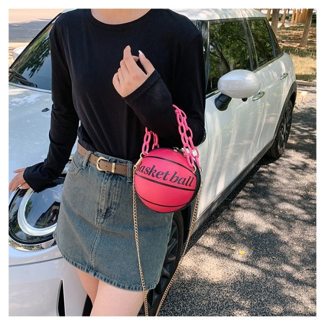 Creative and quirky small round bag for women, new basketball bag, crossbody pink ins handbag, shoulder bag