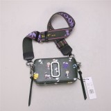 MJ's same cross patterned cowhide phone bag, camera bag, wide shoulder strap, contrasting color women's bag, double zipper crossbody bag
