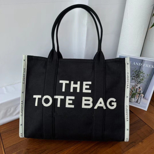 MJ Same Little Maggie Letter Tote Bag Jacquard Canvas Shopping Bag Casual Versatile Commuter Bag Handheld One Shoulder Women