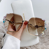 New pearl rhinestones for sun protection, UV protection, sunglasses, internet famous Instagram round face sunglasses, diamond inlaid trendy products