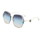 AliExpress new cross-border frameless diamond trimmed women's sunglasses, camellia pearl sunglasses, sunshades