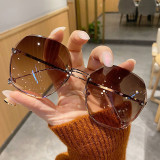 Xiaohongshu's New Fashionable and Stylish Style, Large Frame Sunglasses with Irregular Cutting Edges, Sunglasses with UV Protection, Female