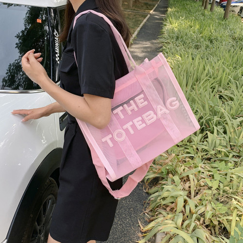 Cross border foreign trade jelly bag, women's new large capacity fashionable crossbody bag, PVC single shoulder tote women's bag
