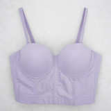 Amazon strapless solid color corset bra top with detachable shoulder straps for bridesmaids and dancers