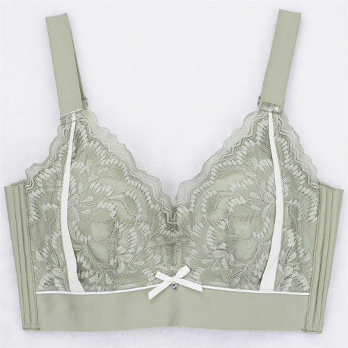 French retro floral base bra with chest pad and anti glare sports bra, breathable and versatile for shaping the body with a camisole for external wear