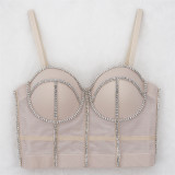 Amazon's best-selling diamond studded beaded suspender for wearing outside nightclub parties, tight fitting corset for wearing outside, sexy spicy girl bra