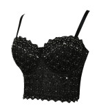 New Single piece Embroidered Short Style Slim Fit One Year Embroidered Bra for Women's Wear Nightclub Dance Through Bra