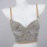 Versatile personality, ultra short style vest strap, hand sewn diamond inlay, trendy internet celebrity strap bra