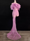 Cross border hot selling sexy camisole, strapless ultra short skirt, banquet evening dress, red carpet runway dress in Europe and America