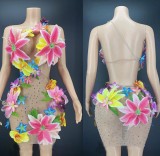 AliExpress Europe and America Cross border Hot Selling Sexy Flower Dress Nightclub Stage Performance Clothing Dress