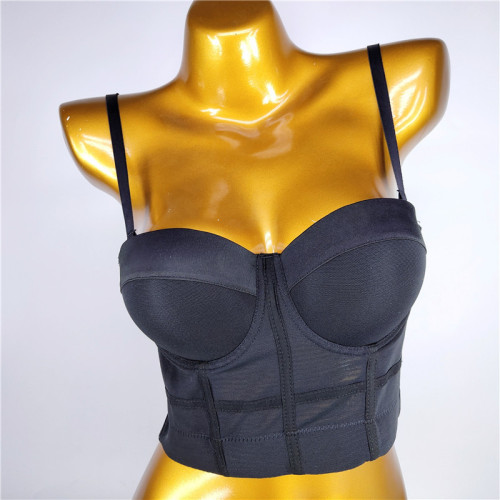 Cross border sports bra, elastic mesh, breathable underwear, with steel hoop mesh, red card card, beautiful back strap, and tank top for women