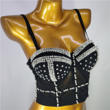 New Cross border Amazon Dingzhu Bright Diamond Bra and Fishbone Shaped Bra Performance Dress Gathers Heavy Industry Sling Women's Trend