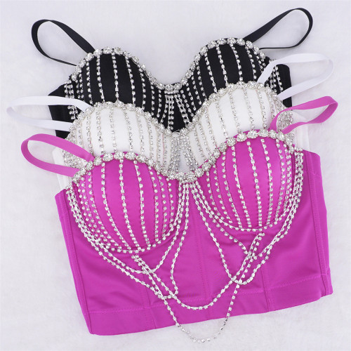 AliExpress Cross border European and American Outwear Sexy Punk Open Navel Thin Molded Cup Knitted Underwear Foreign Trade Fishbone Bra