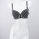 Tassel long chain suspender sexy strapless outer wear with gathered breasts and steel hoop short chest wrap stage watch