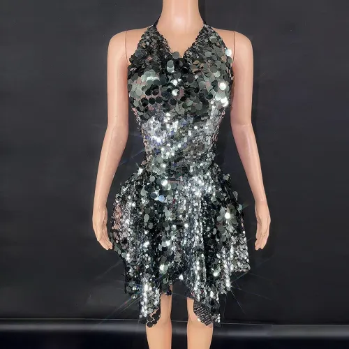 Cross border European and American hip wrap skirt, sequined mesh mini skirt, birthday party evening dress, long skirt, stage performance dress