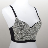 Versatile personality, ultra short style vest strap, hand sewn diamond inlay, trendy internet celebrity strap bra