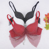 Cross border European and American fishing nets with diamond inlaid plaid net pendant strap for women's inner wear and outer wear of sweet and spicy tops and fishbone bras