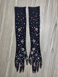 Cross border hot fashion items from Europe and America, super sparkling and gorgeous colored rhinestone gloves, party stage performance fashion matching