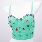 Amazon Multi Color Beaded Chest Cup Sling Short Tank Top Elastic Outwear Top Chest