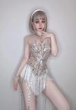 New Water Splash European and American Style Sexy Sequin Tassel Female Singer Dancer Bar Nightclub Hot Dance jumpsuit