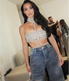 Cross border hot selling European and American celebrity sexy rhinestone neckband top, nightclub birthday party clothing