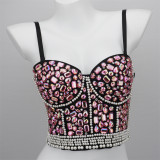 Dancer AB Colorful Diamond Pearl Diamond Short Slim Fit Girl Wrapped in Chest Inner Wear Short Sexy Shaped Bead Nightclub Spicy Girl