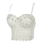 New Single piece Embroidered Short Style Slim Fit One Year Embroidered Bra for Women's Wear Nightclub Dance Through Bra