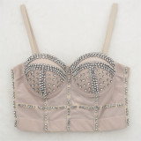 New Cross border Amazon Dingzhu Bright Diamond Bra and Fishbone Shaped Bra Performance Dress Gathers Heavy Industry Sling Women's Trend